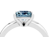 White gold Princess Cut Aquamarine Solitaire Engagement Ring with Round Band and Four-Prong Setting_4
