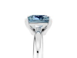 White gold Princess Cut Aquamarine Solitaire Engagement Ring with Round Band and Four-Prong Setting_5