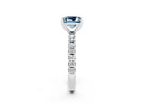 White gold Princess Cut Aquamarine Solitaire Pavé Band with Four-Prong Setting_2