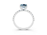 White gold Princess Cut Aquamarine Solitaire Pavé Band with Four-Prong Setting_3