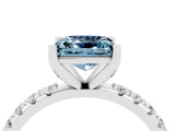 White gold Princess Cut Aquamarine Solitaire Pavé Band with Four-Prong Setting_4