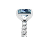 White gold Princess Cut Aquamarine Solitaire Pavé Band with Four-Prong Setting_5