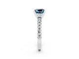 White gold Princess Cut Aquamarine Solitaire Pavé Engagement Ring with Round Band and Prong Setting_14