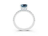 White gold Princess Cut Aquamarine Solitaire Pavé Engagement Ring with Round Band and Prong Setting_15