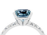 White gold Princess Cut Aquamarine Solitaire Pavé Engagement Ring with Round Band and Prong Setting_16