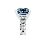White gold Princess Cut Aquamarine Solitaire Pavé Engagement Ring with Round Band and Prong Setting_17
