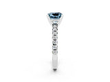 White gold Princess Cut Aquamarine Solitaire Pavé Engagement Ring with Round Band and Prong Setting_80