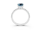 White gold Princess Cut Aquamarine Solitaire Pavé Engagement Ring with Round Band and Prong Setting_81