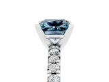 White gold Princess Cut Aquamarine Solitaire Pavé Engagement Ring with Round Band and Prong Setting_83