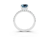 White gold Princess Cut Aquamarine Solitaire Pavé Engagement Ring with Round Band and Prong Setting_93