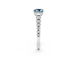 White gold Princess Cut Aquamarine Solitaire Ring with Cathedral Setting and Pavé Band_2