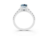 White gold Princess Cut Aquamarine Solitaire Ring with Cathedral Setting and Pavé Band_3