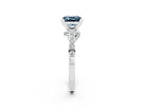 White gold Princess Cut Aquamarine Solitaire Ring with Crossover Gallery and Round  Pavé Band_15