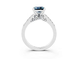 White gold Princess Cut Aquamarine Solitaire Ring with Crossover Gallery and Round  Pavé Band_16