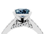 White gold Princess Cut Aquamarine Solitaire Ring with Crossover Gallery and Round  Pavé Band_16