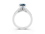 White gold Princess Cut Aquamarine Solitaire Ring with Crossover Gallery and Round  Pavé Band_27