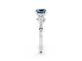 White gold Princess Cut Aquamarine Solitaire Ring with Crossover Gallery and Round  Pavé Band_38
