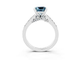 White gold Princess Cut Aquamarine Solitaire Ring with Crossover Gallery and Round  Pavé Band_40