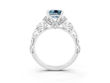 White gold Princess Cut Aquamarine Solitaire Ring with Filigree Band and Four-Prong Setting_27