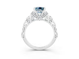 White gold Princess Cut Aquamarine Solitaire Ring with Filigree Band and Four-Prong Setting_33
