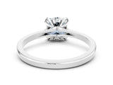 White gold Princess Cut Aquamarine Solitaire Ring with Flower Prong Setting and Classic Band_12