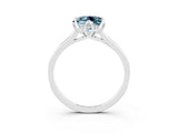 White gold Princess Cut Aquamarine Solitaire Ring with Flower Prong Setting and Classic Band_15