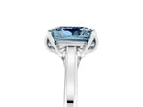 White gold Princess Cut Aquamarine Solitaire Ring with Flower Prong Setting and Classic Band_17
