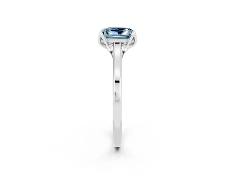 White gold Princess Cut Aquamarine Solitaire Ring with Flower Prong Setting and Classic Band_38