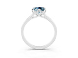 White gold Princess Cut Aquamarine Solitaire Ring with Flower Prong Setting and Classic Band_52