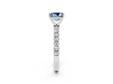 White gold Princess Cut Aquamarine Solitaire Ring with Pavé Accents and Four-Prong Setting_2