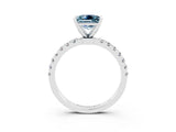White gold Princess Cut Aquamarine Solitaire Ring with Pavé Accents and Four-Prong Setting_3