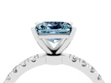 White gold Princess Cut Aquamarine Solitaire Ring with Pavé Accents and Four-Prong Setting_4