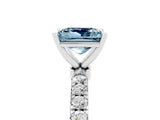 White gold Princess Cut Aquamarine Solitaire Ring with Pavé Accents and Four-Prong Setting_5