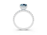White gold Princess Cut Aquamarine Solitaire Ring with Pavé Band and Four-Prong Setting_27
