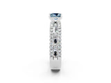 White gold Princess Cut Aquamarine Solitaire Ring with Pavé and Channel Set Band_2