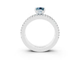 White gold Princess Cut Aquamarine Solitaire Ring with Pavé and Channel Set Band_3