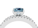 White gold Princess Cut Aquamarine Solitaire Ring with Pavé and Channel Set Band_4