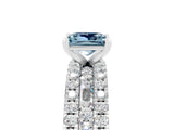 White gold Princess Cut Aquamarine Solitaire Ring with Pavé and Channel Set Band_5