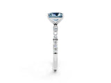 White gold Princess Cut Aquamarine Solitaire Ring with Pave Band and Four Prong Setting_14