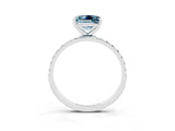 White gold Princess Cut Aquamarine Solitaire Ring with Pave Band and Four Prong Setting_15