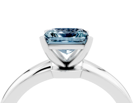 White gold Princess Cut Aquamarine Solitaire Ring with Six-Prong Setting and Classic Band_28