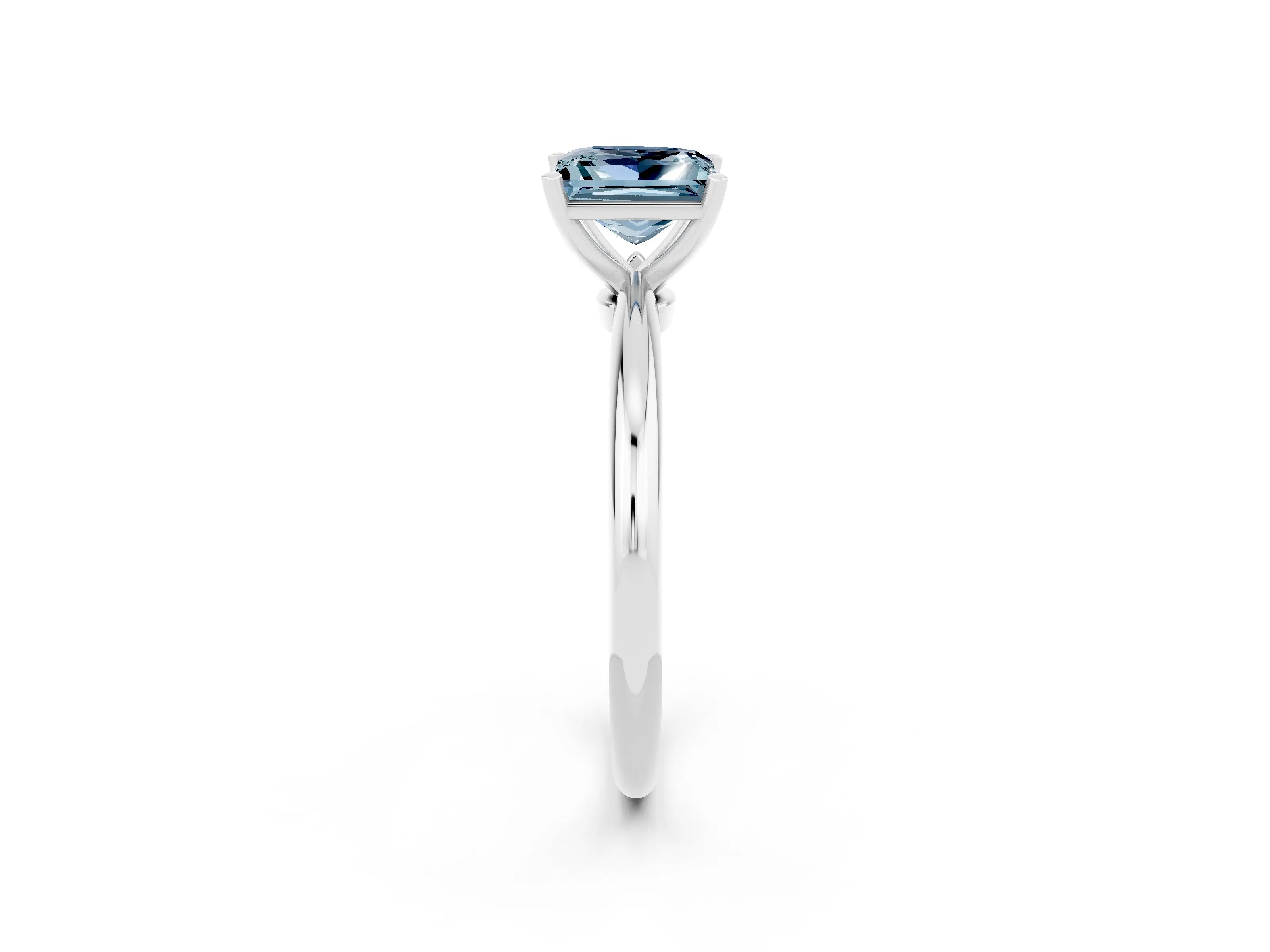 White gold Princess Cut Aquamarine Solitaire Ring with Six-Prong Setting and Classic Band_38