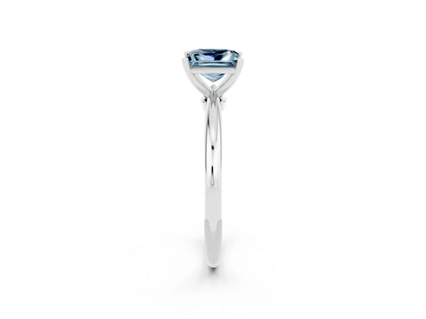 White gold Princess Cut Aquamarine Solitaire Ring with Six-Prong Setting and Classic Band_38