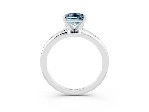 White gold Princess Cut Aquamarine Solitaire Ring with Six-Prong Setting and Classic Band_39