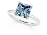 White gold Princess Cut Aquamarine Solitaire Ring with Thin Band and Four-Prong Setting_1