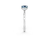White gold Princess Cut Aquamarine Solitaire Ring with Thin Band and Four-Prong Setting_2