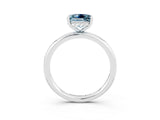 White gold Princess Cut Aquamarine Solitaire Ring with Thin Band and Four-Prong Setting_3