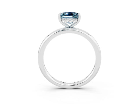 White gold Princess Cut Aquamarine Solitaire Ring with Thin Band and Four-Prong Setting_3
