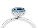 White gold Princess Cut Aquamarine Solitaire Ring with Thin Band and Four-Prong Setting_4