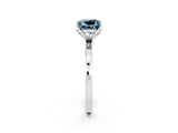 White gold Princess Cut Aquamarine Solitaire Ring with Thin Band and Prong Setting_14